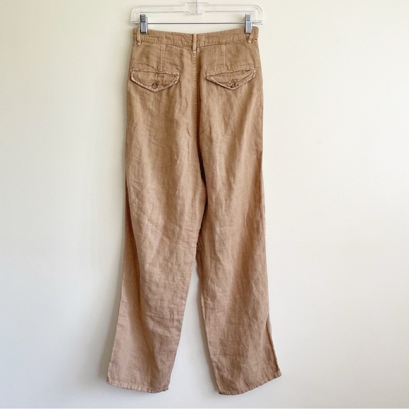 Zara wide leg linen pants trousers high rise blogger fave europe minimalist work - Picture 3 of 13